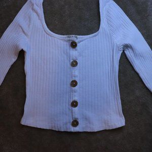 White Long Sleeve cropped shirt